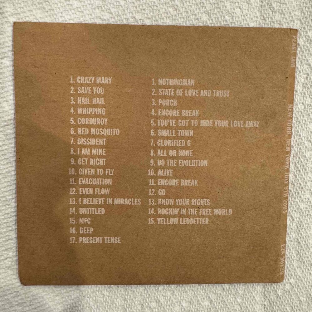 Pearl Jam New York NY July 9 2003 Riot Act Tour CD Official Bootleg - Picture 6 of 9